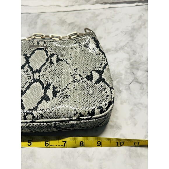 Vintage 90s Nine West Silver Chain Strap Mini Shoulder Bag Python Print - Picture 6 of 7